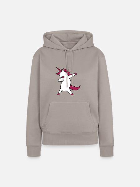 dabbing unicorn - Frauen Premium Bio Hoodie - Taupe