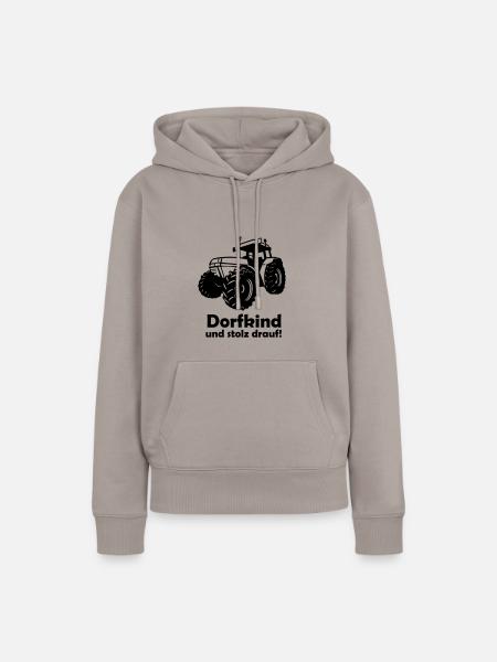 traktor dorfkind 001 - Frauen Premium Bio Hoodie - Taupe