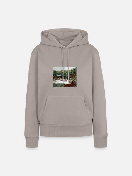 Tempel im Wald - Frauen Premium Bio Hoodie - Taupe