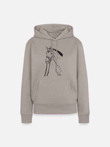Pferd - Frauen Premium Bio Hoodie - Taupe