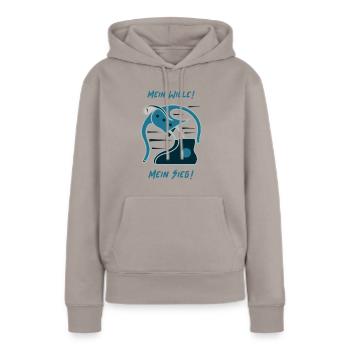 Ma volonté ! Ma victoire ! - Sweat à capuche Premium bio Femme - taupe - Devant - Julia (174cm)