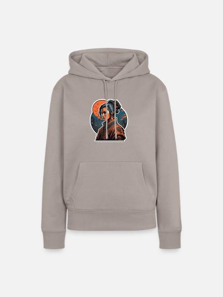 Frau mit Kimono - Frauen Premium Bio Hoodie - Taupe