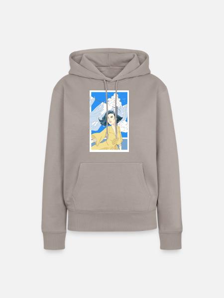 Frau mit gelben Kleid - Frauen Premium Bio Hoodie - Taupe