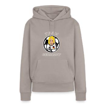 Football féminin - Équipe d’Allemagne / Équipe nationale - Sweat à capuche Premium bio Femme - taupe - Devant - Julia (174cm)