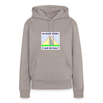 mein hobby zelten - Frauen Premium Bio Hoodie - Taupe - Vorne - Julia (174cm)