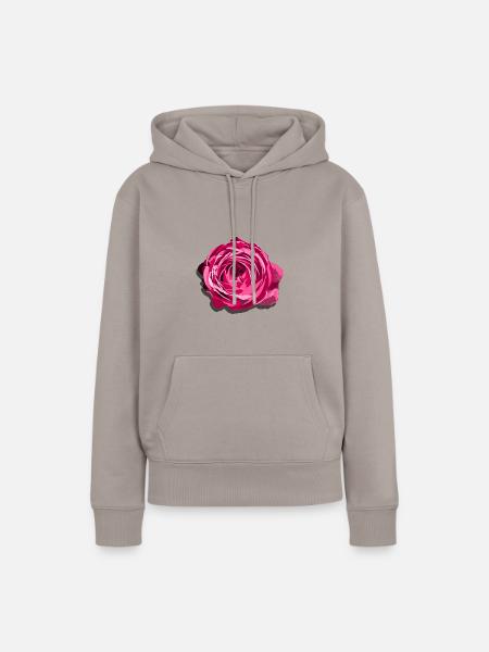 Blüte einer Roten Rose - Frauen Premium Bio Hoodie - Taupe