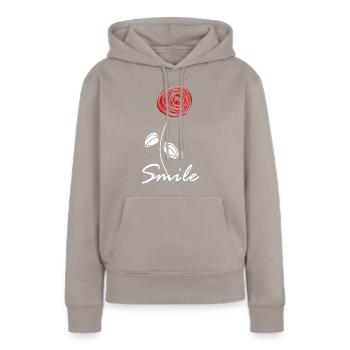 smile Rose - Frauen Premium Bio Hoodie - Taupe - Vorne - Julia (174cm)