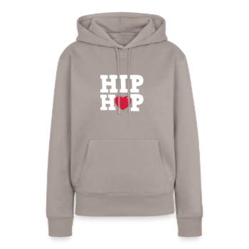 I heart Hip Hop - Sweat à capuche Premium bio Femme - taupe - Devant - Julia (174cm)