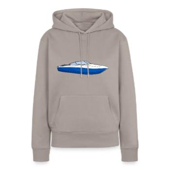 Bateau bateau bateau bateau bleu - Sweat à capuche Premium bio Femme - taupe - Devant - Julia (174cm)