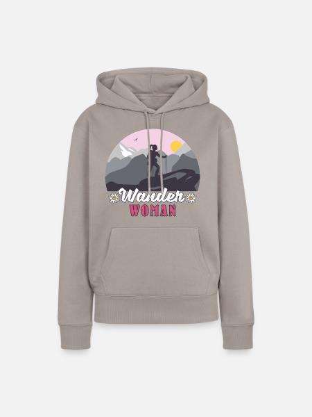 Wandern Berge "Wander Woman" Frauen - Frauen Premium Bio Hoodie - Taupe