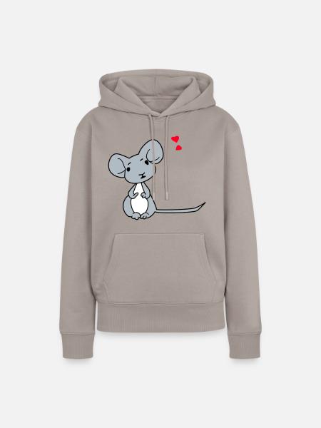 Maus Herz - Frauen Premium Bio Hoodie - Taupe