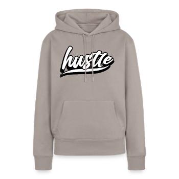 hustle hustler hustlen boss chef endgegner level u - Frauen Premium Bio Hoodie - Taupe - Vorne - Julia (174cm)