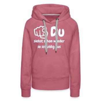 Schuld - Frauen Premium Bio Hoodie - Malve - Vorne - Isabella (175cm)