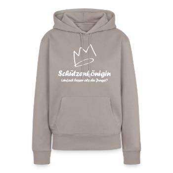 Schützenkönigin - Frauen Premium Bio Hoodie - Taupe - Vorne - Julia (174cm)