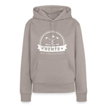 Golf Pension 2 Réductions - Sweat à capuche Premium bio Femme - taupe - Devant - Julia (174cm)