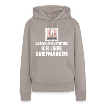 Philatelie Briefmarkensammlung Briefmarkensammler - Frauen Premium Bio Hoodie - Taupe - Vorne - Julia (174cm)