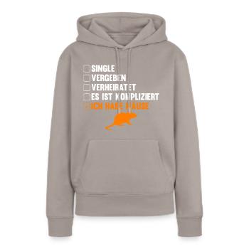 Es ist kompliziert ich habe Mäuse - Frauen Premium Bio Hoodie - Taupe - Vorne - Julia (174cm)