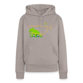 Es gibt noch etwas hinter dem Horizont. - Frauen Premium Bio Hoodie - Taupe - Vorne - Julia (174cm)