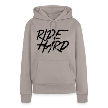 Ride Hard - Frauen Premium Bio Hoodie - Taupe - Vorne - Julia (174cm)