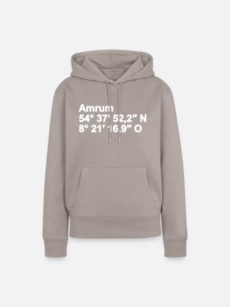 Amrum Leuchtturm Koordinaten - Frauen Premium Bio Hoodie - Taupe