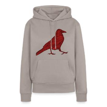 corbeau rouge courant - Sweat à capuche Premium bio Femme - taupe - Devant - Julia (174cm)