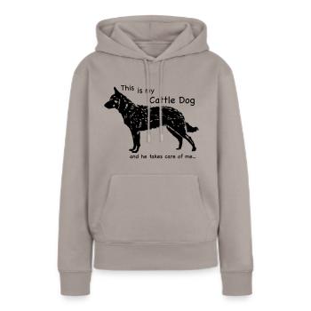Cattle Dog Aufpasser - Frauen Premium Bio Hoodie - Taupe - Vorne - Julia (174cm)
