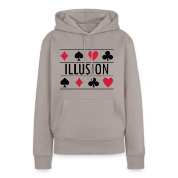 Illusion mit Kartensymbolen - Frauen Premium Bio Hoodie - Taupe - Vorne - Julia (174cm)
