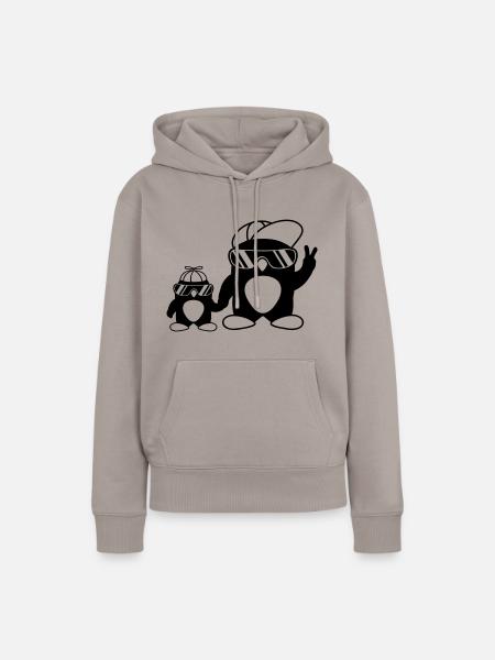 Papa Kind coole Pinguine - Frauen Premium Bio Hoodie - Taupe