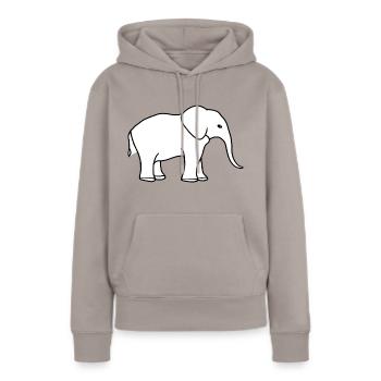 Art minimaliste au trait fin éléphant sur blanc - Sweat à capuche Premium bio Femme - taupe - Devant - Julia (174cm)