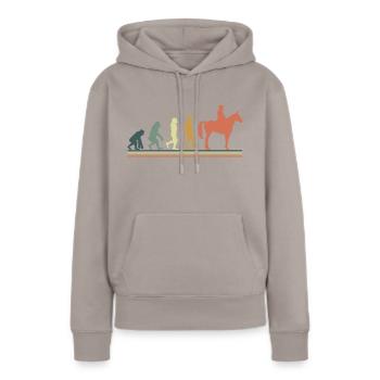 Evolution cheval - Sweat à capuche Premium bio Femme - taupe - Devant - Julia (174cm)