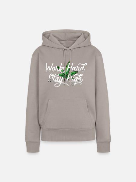 Work Hard Hanfblatt - Frauen Premium Bio Hoodie - Taupe