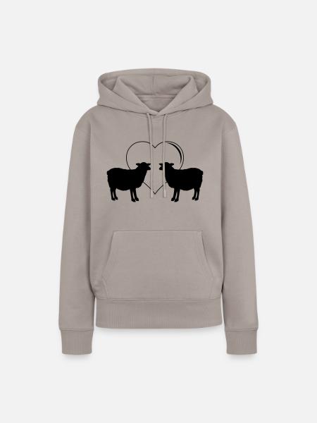 sheep love - Frauen Premium Bio Hoodie - Taupe