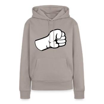 Geballte Faust Design - Frauen Premium Bio Hoodie - Taupe - Vorne - Julia (174cm)