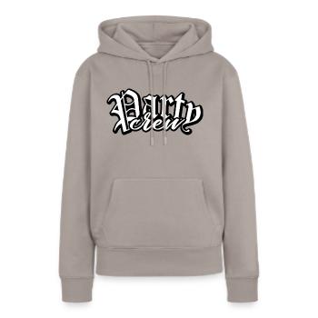 party partycrew partymonster dj deejay disco crew - Sweat à capuche Premium bio Femme - taupe - Devant - Julia (174cm)