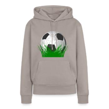 Soccer ball in the grass - Women’s Premium Organic Hoodie - taupe - Front - Julia (174cm)