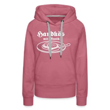 Handkäs mit Musik - Frauen Premium Bio Hoodie - Malve - Vorne - Isabella (175cm)
