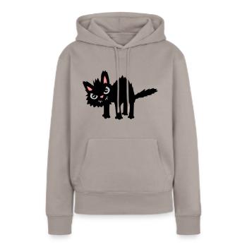 Lustige Böse Katze - Frauen Premium Bio Hoodie - Taupe - Vorne - Julia (174cm)
