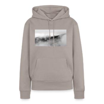 The forest is hidden in clouds - Women’s Premium Organic Hoodie - taupe - Front - Julia (174cm)