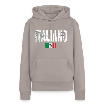 Italiener, Italienisch, Typisch - Frauen Premium Bio Hoodie - Taupe - Vorne - Julia (174cm)