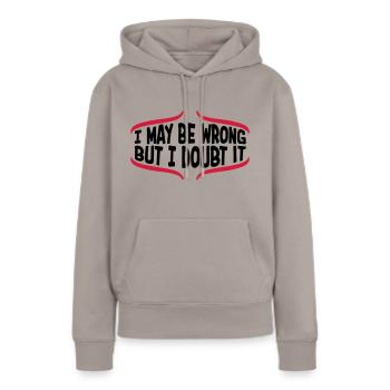 Je peux me tromper - Sweat à capuche Premium bio Femme - taupe - Devant - Julia (174cm)