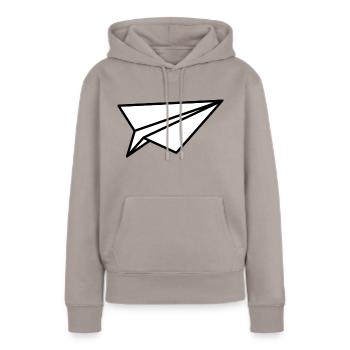 Papierflieger - Frauen Premium Bio Hoodie - Taupe - Vorne - Julia (174cm)
