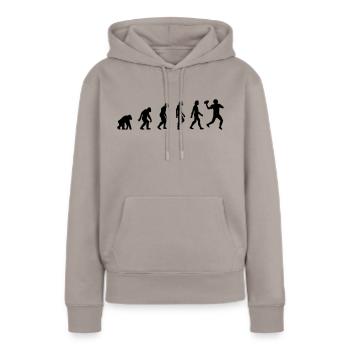 Evolution American Football - Frauen Premium Bio Hoodie - Taupe - Vorne - Julia (174cm)