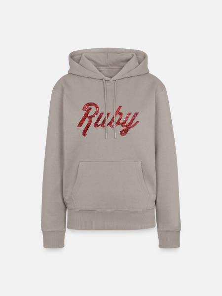 Ruby Stilisierter Text - Frauen Premium Bio Hoodie - Taupe