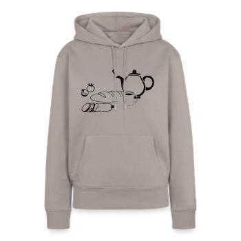Mon petit déjeuner - Sweat à capuche Premium bio Femme - taupe - Devant - Julia (174cm)