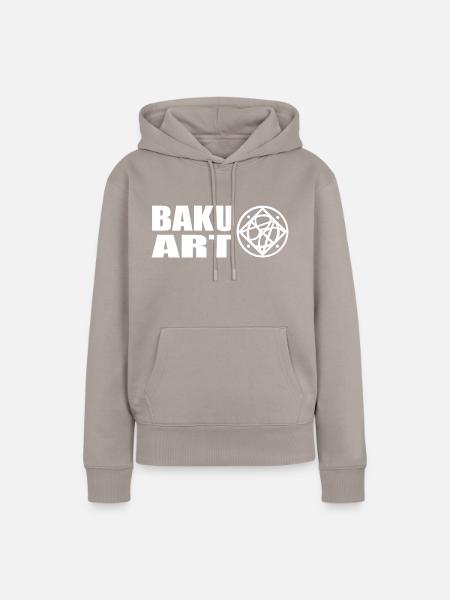 Logo White - Frauen Premium Bio Hoodie - Taupe