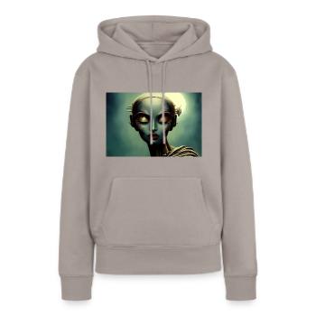 Venus - Sweat à capuche Premium bio Femme - taupe - Devant - Julia (174cm)