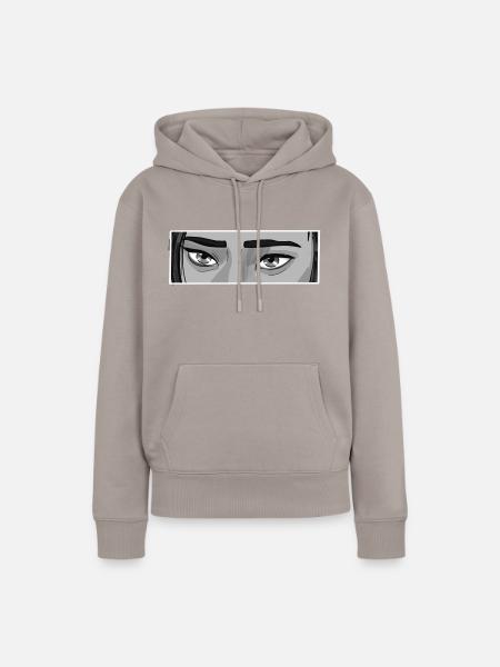 Cait Eyes BW - Frauen Premium Bio Hoodie - Taupe