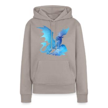 drache ,hellblau,malerei,graffiti, airbrush,blau - Frauen Premium Bio Hoodie - Taupe - Vorne - Julia (174cm)