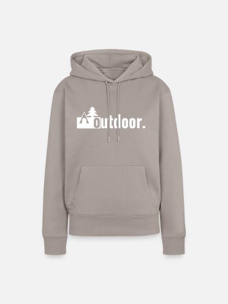 OUTDOOR WHITE - Frauen Premium Bio Hoodie - Taupe