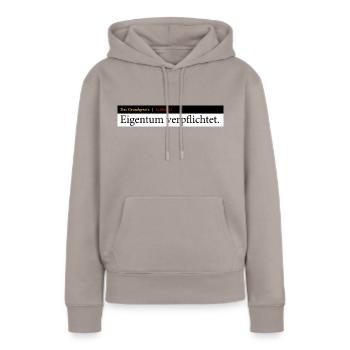 Grundgesetz - Artikel 14 - Frauen Premium Bio Hoodie - Taupe - Vorne - Julia (174cm)